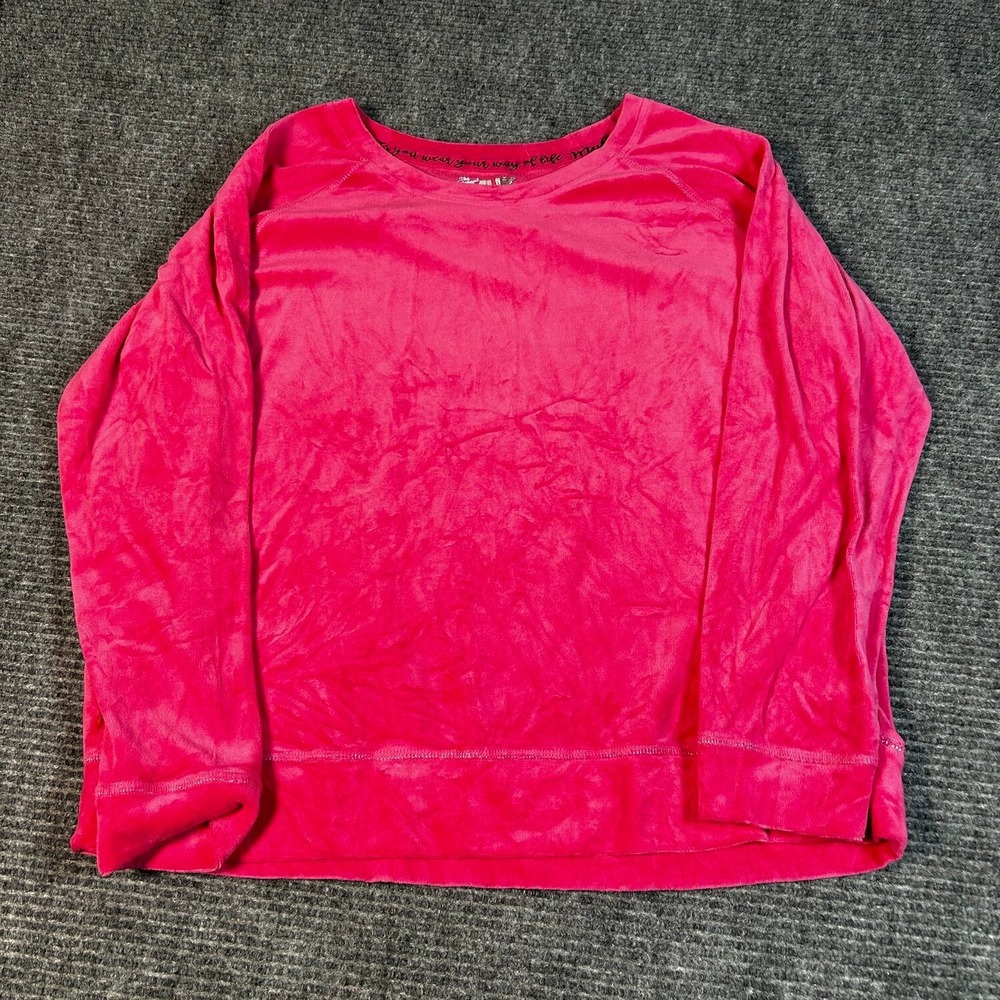 Muk Luks Sweatshirt Womens L Pink Excellent Velour Pullover Long Sleeve Soft